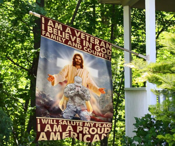 Jesus I Am A Veteran And I Believe In God Flag Christian Patriotic Proud Veteran Gift