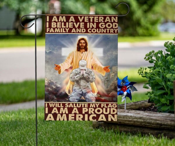 Jesus I Am A Veteran And I Believe In God Flag Christian Patriotic Proud Veteran Gift