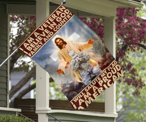 Jesus I Am A Veteran And I Believe In God Flag Christian Patriotic Proud Veteran Gift