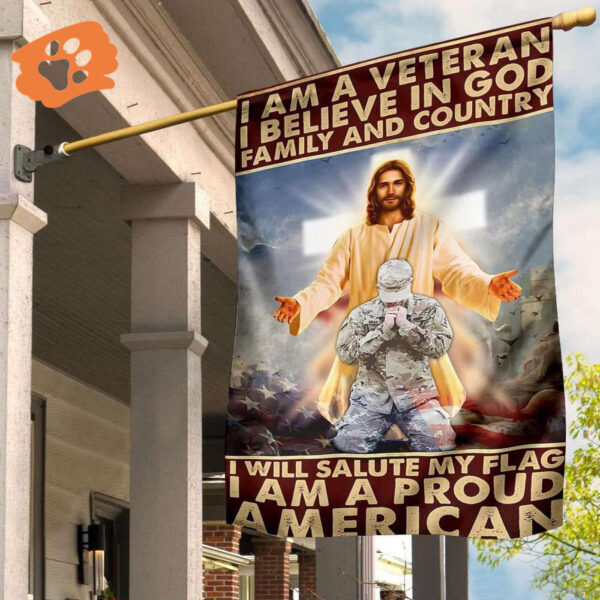 Jesus I Am A Veteran And I Believe In God Flag Christian Patriotic Proud Veteran Gift