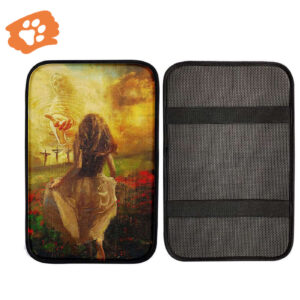 Girl Running to Jesus Car Armrest Pad - Heavenly Christian Car Console Cover