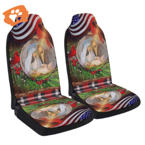 Jesus Is Born Christmas Car Seat Cover - Festive Car Decor Gift