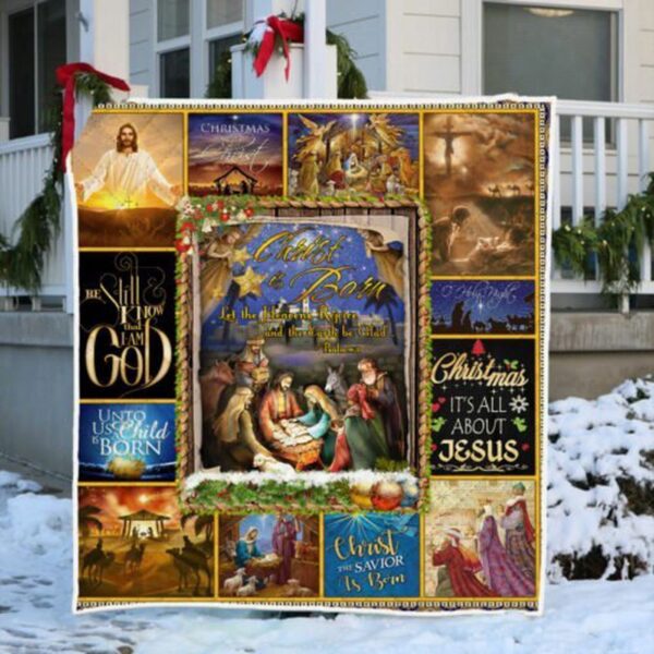 Jesus is Born Quilt Blanket Let Jesus Gift Heavens Rejoice and Jesus Gift Earth Be Glad Jesus Gift