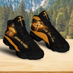 Jesus Is King Faith Basketball Shoes, Lion Cross Light Christian Running Shoes 3
