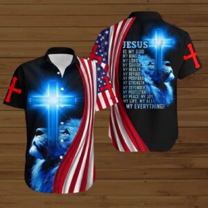 Jesus Is My Everything American Flag Cross Printed 3D Hawaiin Shirt - Men s & Women s