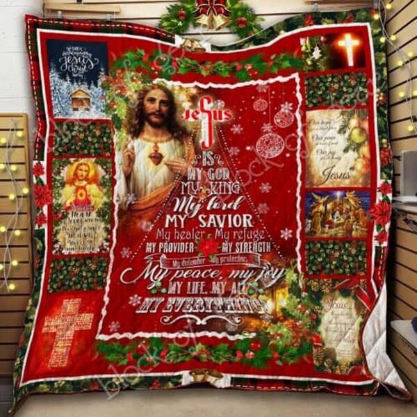 Christmas Quilt – Jesus Is My God My King Design for Holiday Decor