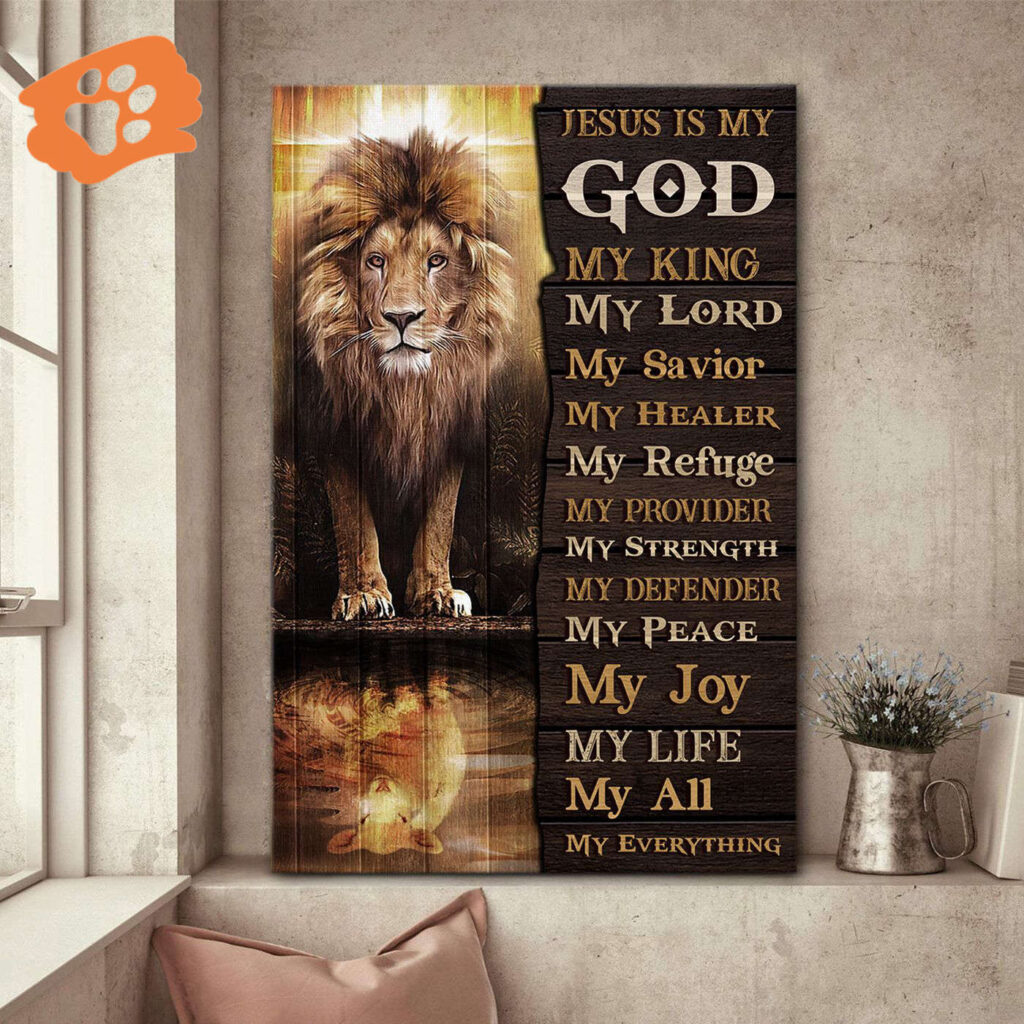 Jesus Is My God – Special Lion And Lamb Canvas Jesus Gift Jesus Is My God – Special Lion And Lamb Canvas Jesus Gift