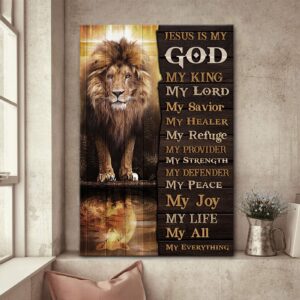 Jesus Is My God – Special Lion And Lamb Canvas Jesus Gift 1