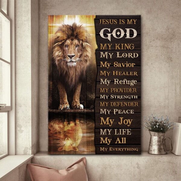 Jesus Is My God – Special Lion And Lamb Canvas Jesus Gift