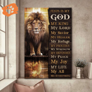 Jesus Is My God – Special Lion And Lamb Canvas Jesus Gift