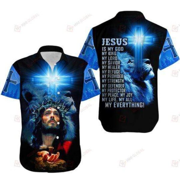 King Lion Blue Light Hawaiian Shirt – Jesus Inspired All-over Print