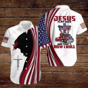 Jesus Is My Rock Christian Trucker Hawaiian Shirt - All-over Print