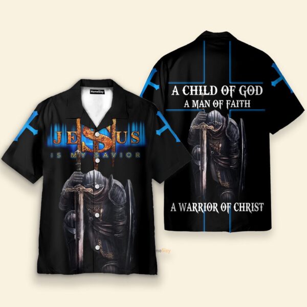 Men s Hawaiian Shirt: Jesus Is My Savior Child Of God Man Of Faith