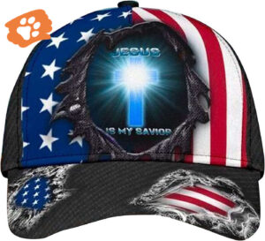 Jesus Is My Savior American Flag Jesus Cross Light Baseball Cap Hat  Trucker Classic Hats Gift