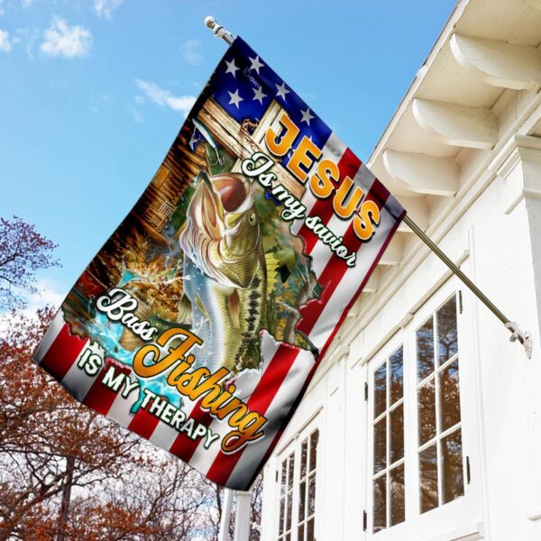 Jesus Is My Savior Bass Fishing Therapy Flag – Spiritual Outdoor Decor