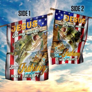 Jesus Is My Savior Bass Fishing Therapy Flag - Spiritual Outdoor Decor 3