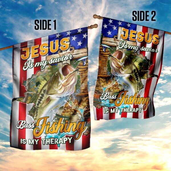 Jesus Is My Savior Bass Fishing Therapy Flag – Spiritual Outdoor Decor