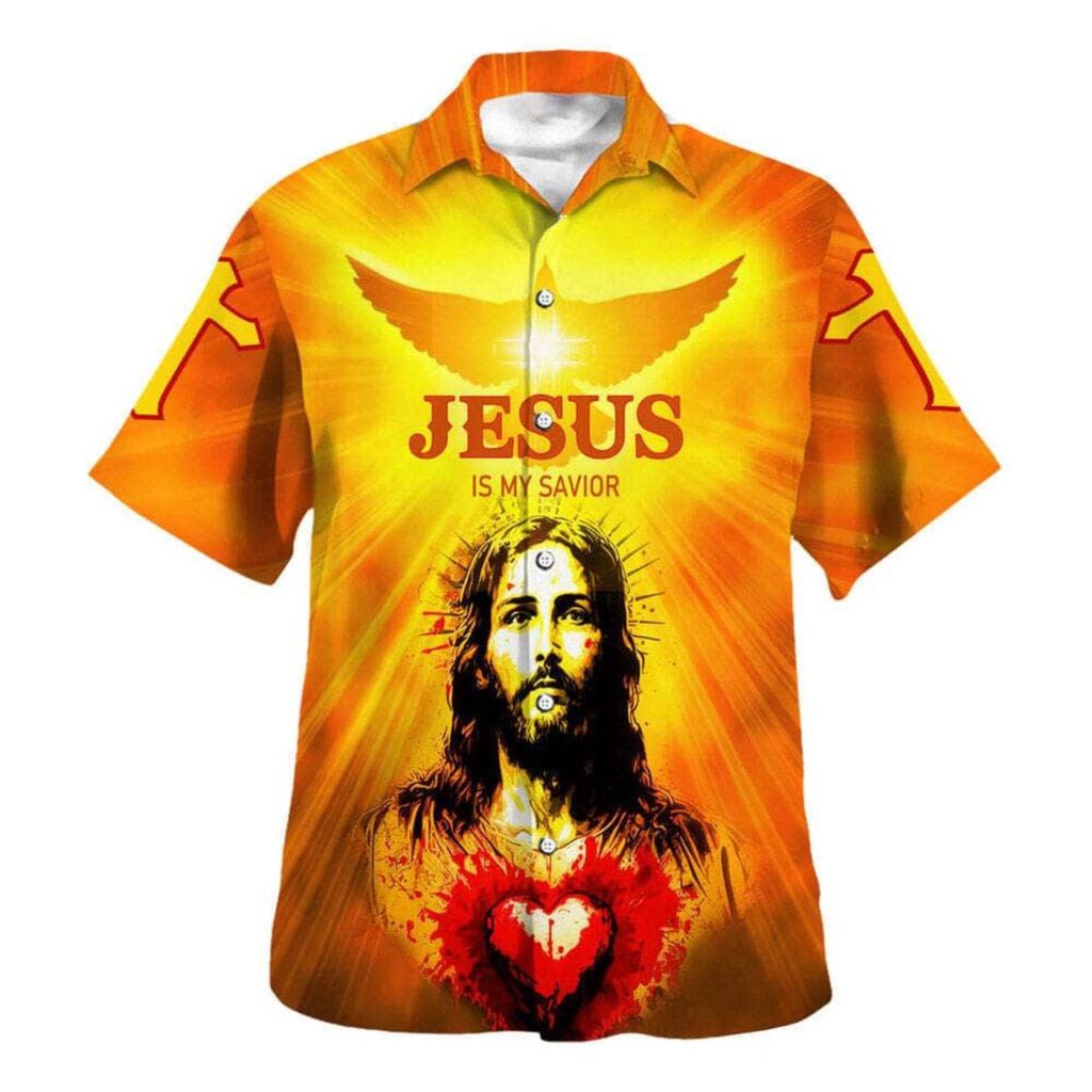 Christian Hawaiian Shirt for Men – Jesus Is My Savior Christ of the Sacred Heart – Gift for Christian Christian Hawaiian Shirt for Men – Jesus Is My Savior Christ of the Sacred Heart – Gift for Christian