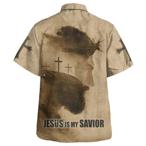 Christian Hawaiian Shirt: Jesus Is My Savior Cross Thank God – Men s Gift
