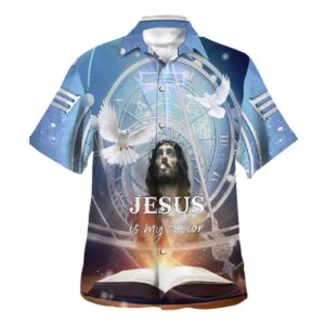 Men s Jesus Is My Savior Dove Bible Hawaiian Shirt: Christian Gift