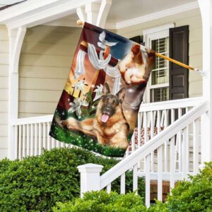 German Shepherd Therapy House Flag - Jesus Savior Christian Scripture Garden Banner 1
