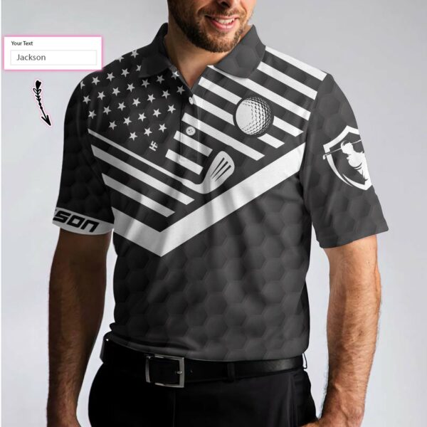 Jesus Is My Savior Golf Is My Therapy Custom Polo Shirt, Personalized American Flag Golf Shirt For Men