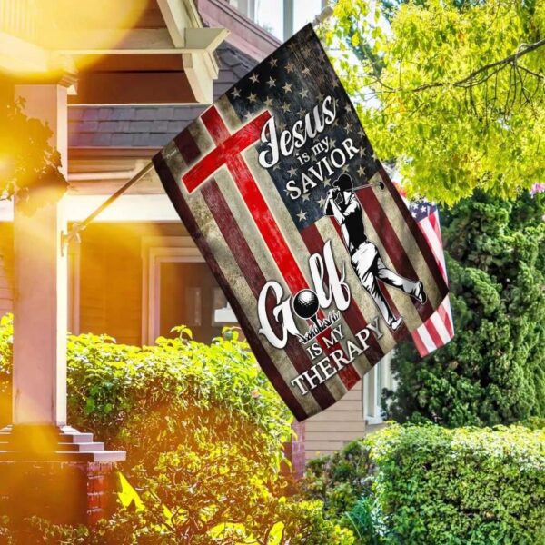 Jesus Is My Savior Golf Therapy House Flag – Christian Scripture Garden Banner