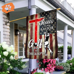 Jesus Is My Savior Golf Therapy House Flag - Christian Scripture Garden Banner