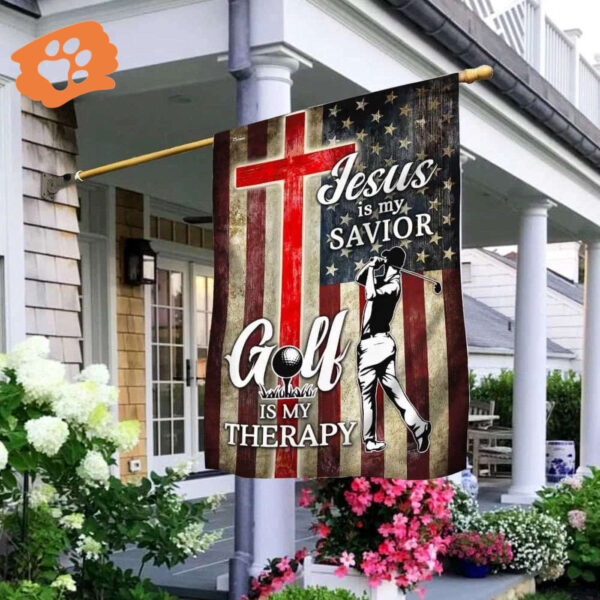 Jesus Is My Savior Golf Therapy House Flag – Christian Scripture Garden Banner
