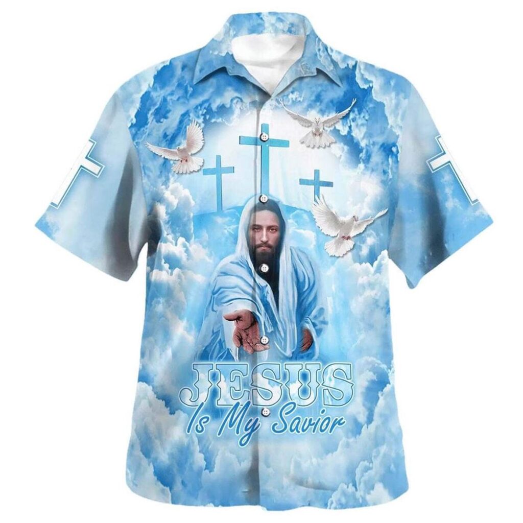 Men s Jesus Is My Savior Hand Of God Christian Hawaiian Shirt – Perfect Gift for Christians Men s Jesus Is My Savior Hand Of God Christian Hawaiian Shirt – Perfect Gift for Christians