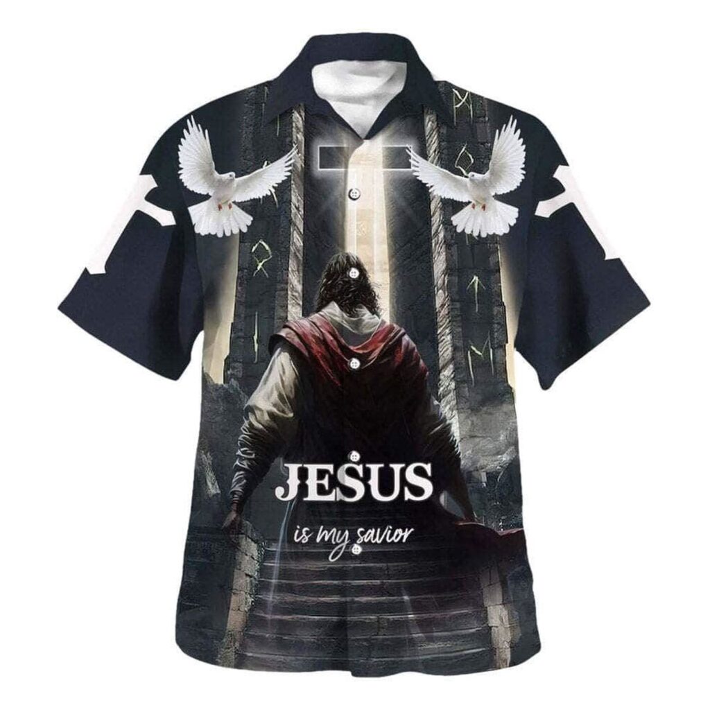 Men s Jesus Is My Savior Hawaiian Shirt – Christian Gift with Heaven Theme Men s Jesus Is My Savior Hawaiian Shirt – Christian Gift with Heaven Theme
