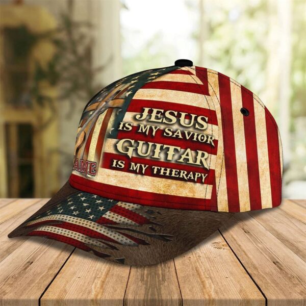 Jesus Is My Savivor Guitar Is My Therapy Baseball Cap For Guitar Man, God Cap  Trucker Classic Hats Gift