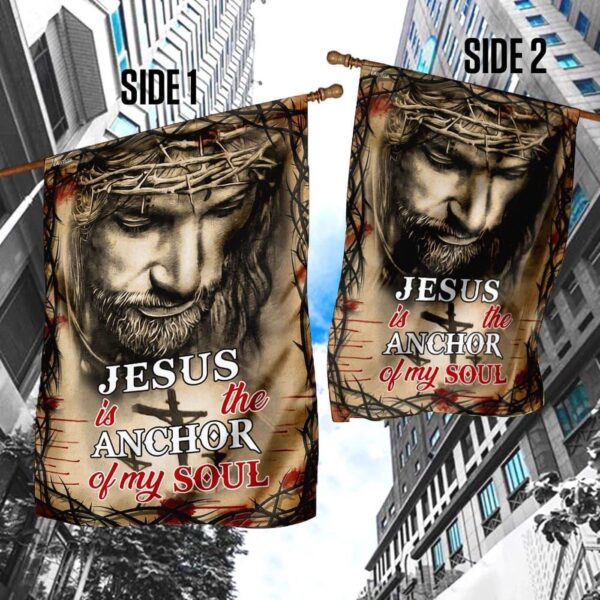 Jesus Anchor of My Soul House Flag – Christian Scripture Garden Banner