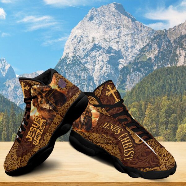 Jesus Is The King Basketball Shoes, Lion Of Judah Running Shoes, Christ Cross Faith Religious Gift Dad