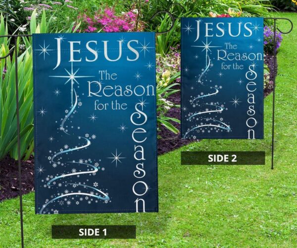 Jesus Is The Reason For The Season Flag Blue Snow Winter Floral Art Designs Winter Gifts