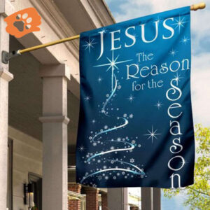 Jesus Is The Reason For The Season Flag Blue Snow Winter Floral Art Designs Winter Gifts