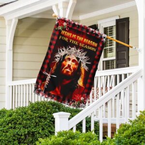 Jesus Is The Reason For The Season House Flag – Christian Scripture Garden Banner 1