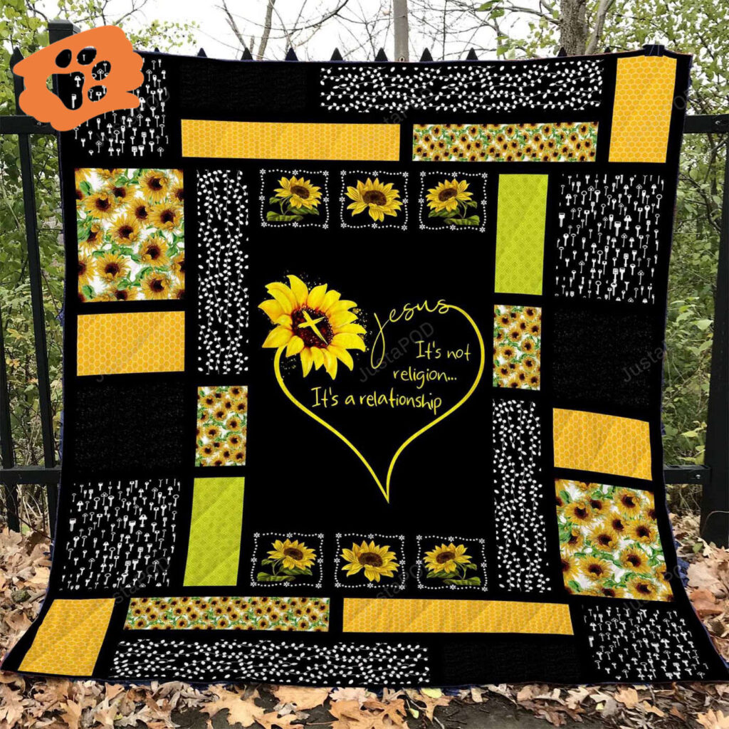 Jesus Relationship Sunflower Quilt – Pod000088 Unique Religious Gift Jesus Relationship Sunflower Quilt – Pod000088 Unique Religious Gift
