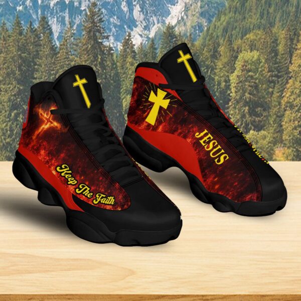 Jesus Keep The Faith Basketball Shoes, Cross Christian Running Footwear, Faith Religious Gift For Dad Mom