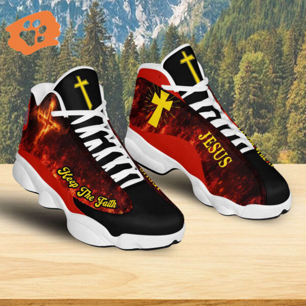 Jesus Keep The Faith Basketball Shoes, Cross Christian Running Footwear, Faith Religious Gift For Dad Mom