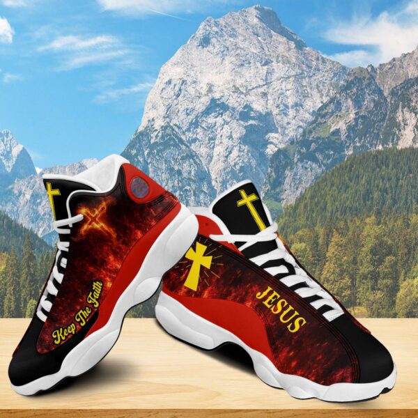 Jesus Keep The Faith Basketball Shoes, Cross Christian Running Footwear, Faith Religious Gift For Dad Mom