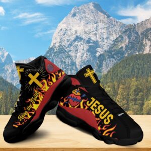 Jesus Keep The Faith Shoes, Jesus Art Cross Footwear, Religious Family Gift, Unisex Basketball Shoes 1