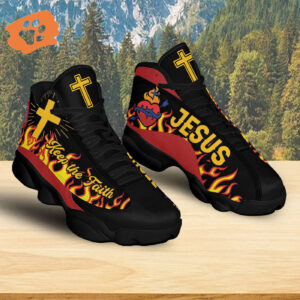 Jesus Keep The Faith Shoes, Jesus Art Cross Footwear, Religious Family Gift, Unisex Basketball Shoes