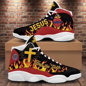 Jesus Keep The Faith Shoes, Jesus Art Cross Footwear, Religious Family Gift, Unisex Basketball Shoes 3