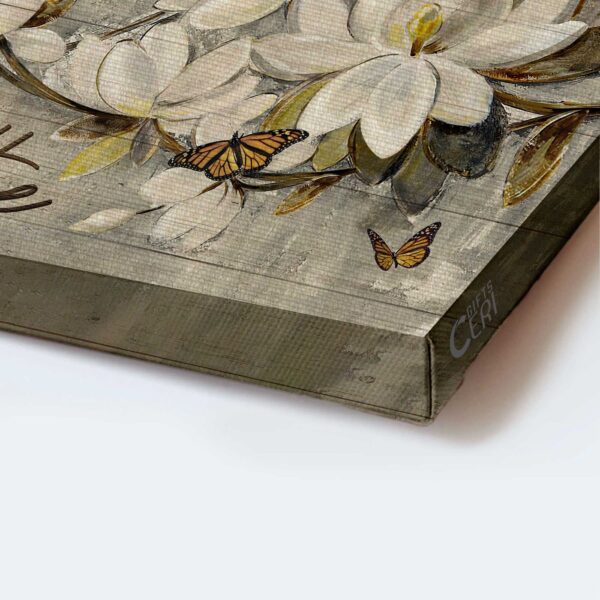Jesus Landscape Poster Home Decor Gift – Abstract White Flower & Butterfly Art for Religious Christians – Just Breathe