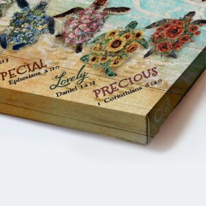 Jesus Landscape Poster Home Decor Gift - Abstract Flower Painting Beach & Sea Turtles Bible Verse Christian Art 1