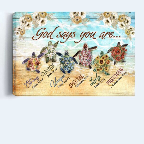 Jesus Landscape Poster Home Decor Gift – Abstract Flower Painting Beach & Sea Turtles Bible Verse Christian Art