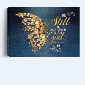 Abstract Golden Butterfly Jesus Landscape Poster - Religious Christian Home Decor Gift with Bible Verse 1