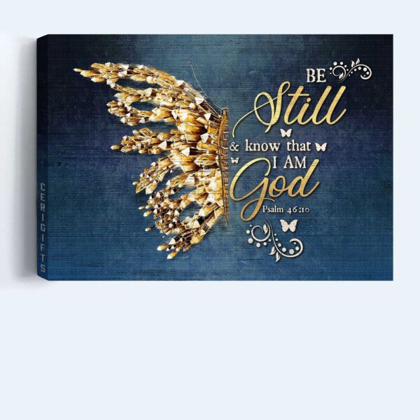 Abstract Golden Butterfly Jesus Landscape Poster – Religious Christian Home Decor Gift with Bible Verse