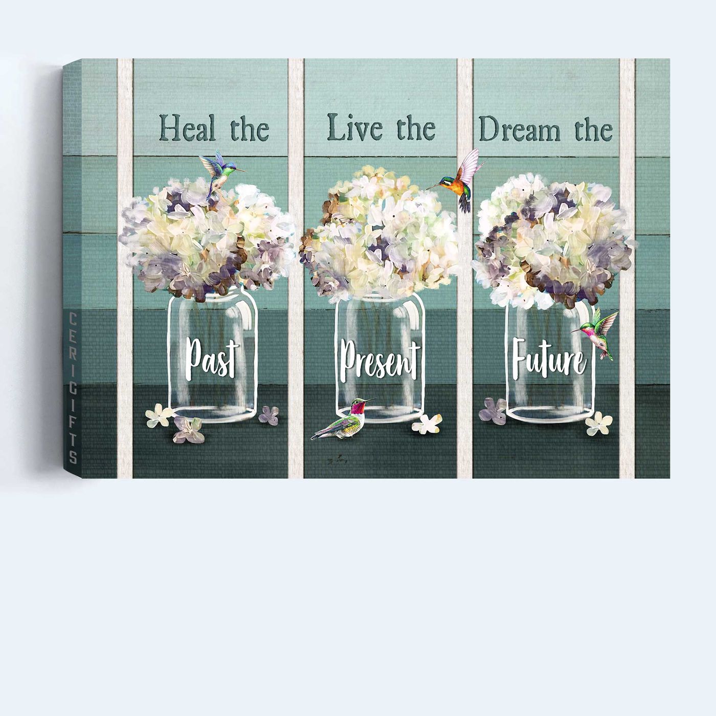 Jesus Landscape Poster Home Decor Gift – Abstract Hummingbird Watercolor Flowers Inspirational Quote – Religious Christian Gift – Dream The Future